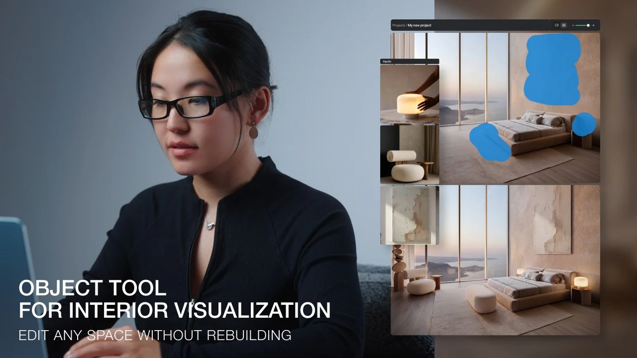 Object tool — interior — Edit any space without rebuilding it: remove, add, replace.